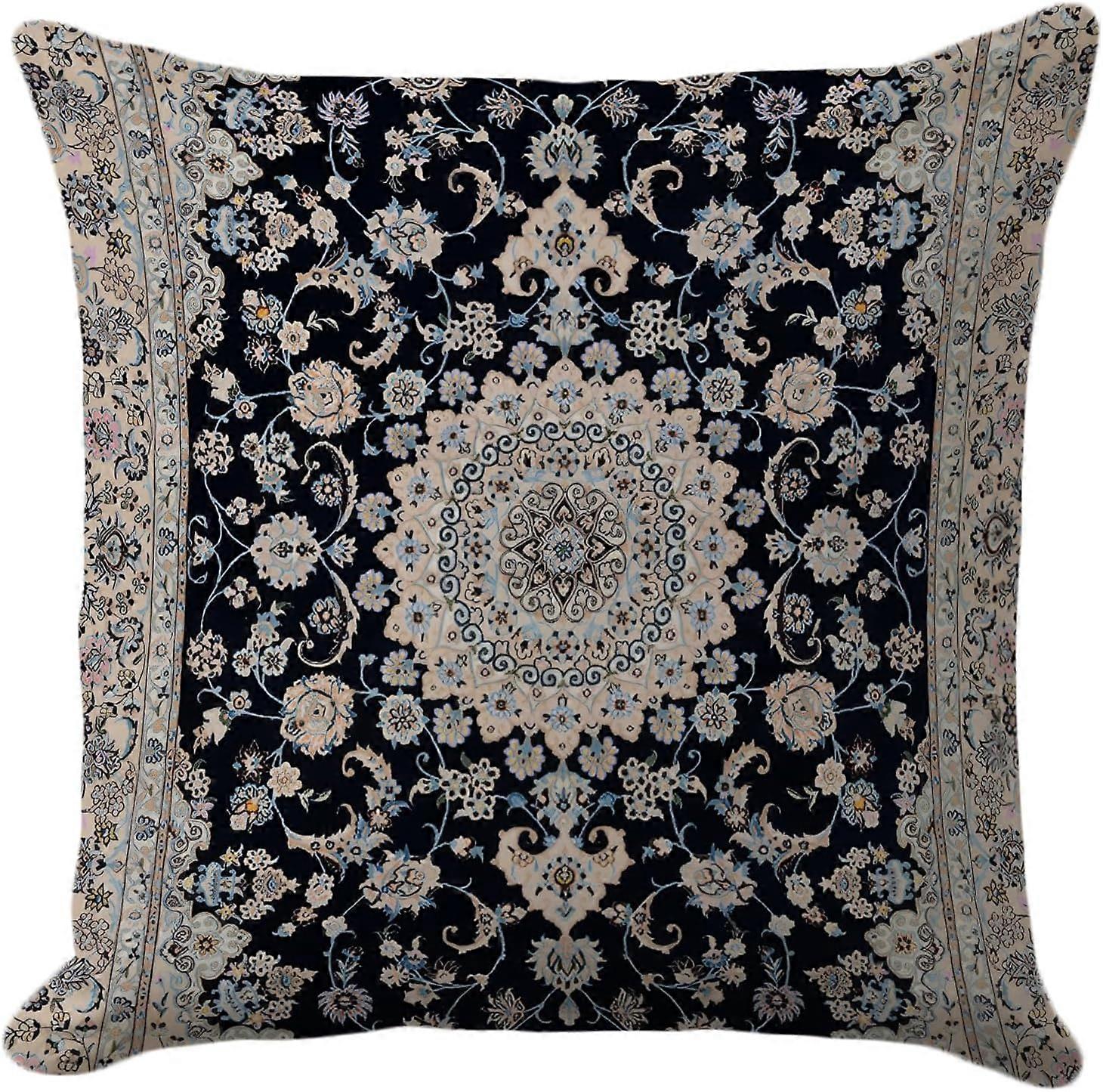 エスニックボヘミアン枕カバー18X18インチ - マルチカラーのアクセント、家の装飾のための装飾的なクッションケース、李のための理想的なビンテージペルシャ絨毯のデザイン