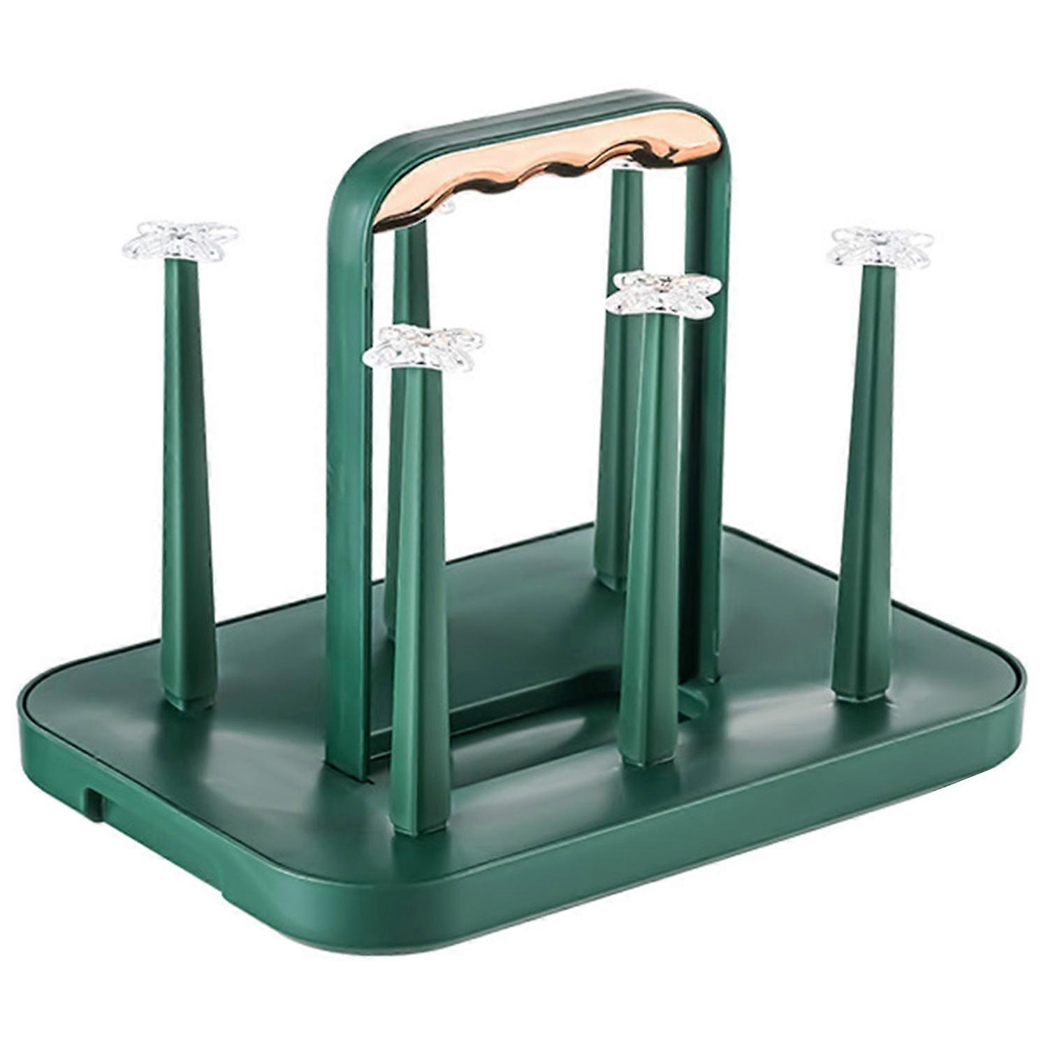 Drain Cup Holder with Handle Dustproof Light Luxury Cup Drying Rack Non-Slip Bottom Mug Holder
