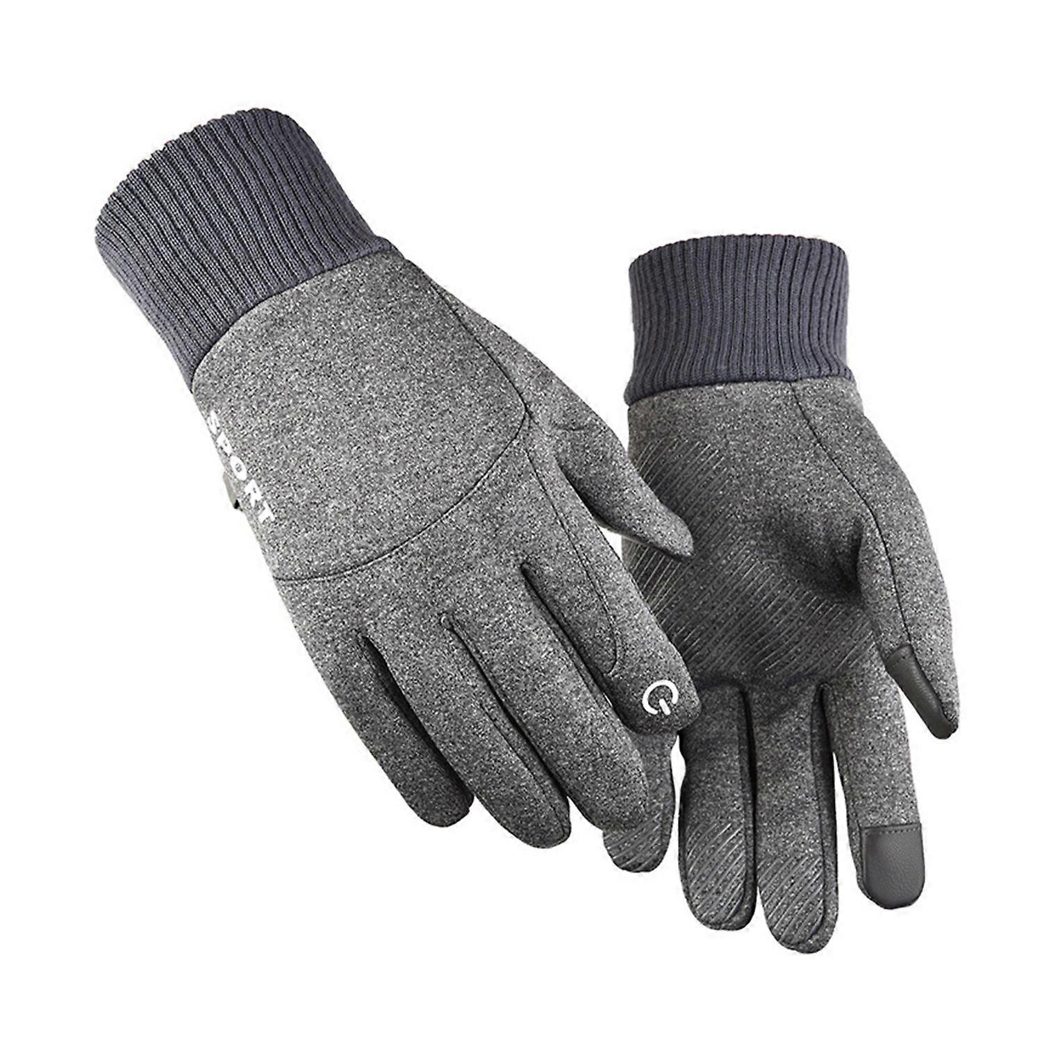 1 Pair Men Cycling Gloves Windproof Thick Warm Touch Screen Anti-slip Soft Solid Color Cold-proof