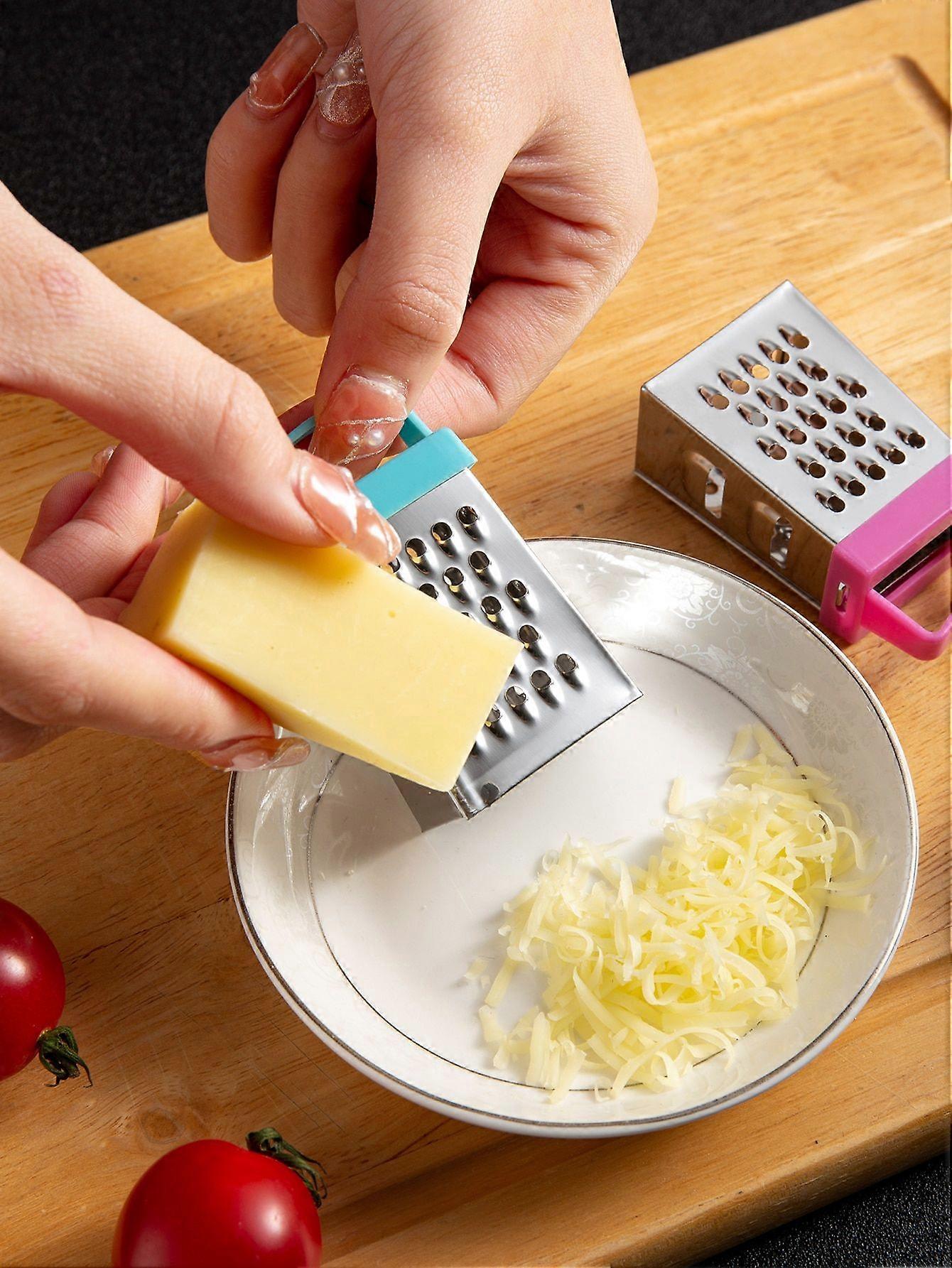 1pc Stainless Steel Mini Cheese Grater, Creative Random Color Small Box Graters For Kitchen Slicer, Ginger, Vegetable