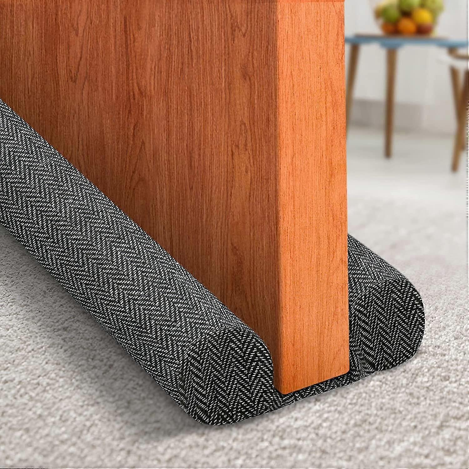 Door Draft Stopper, Size Under Door Draft Blocker Air Door Guard Door Sound Blocker Door Sweep, Energy Saving (upgrade-black)