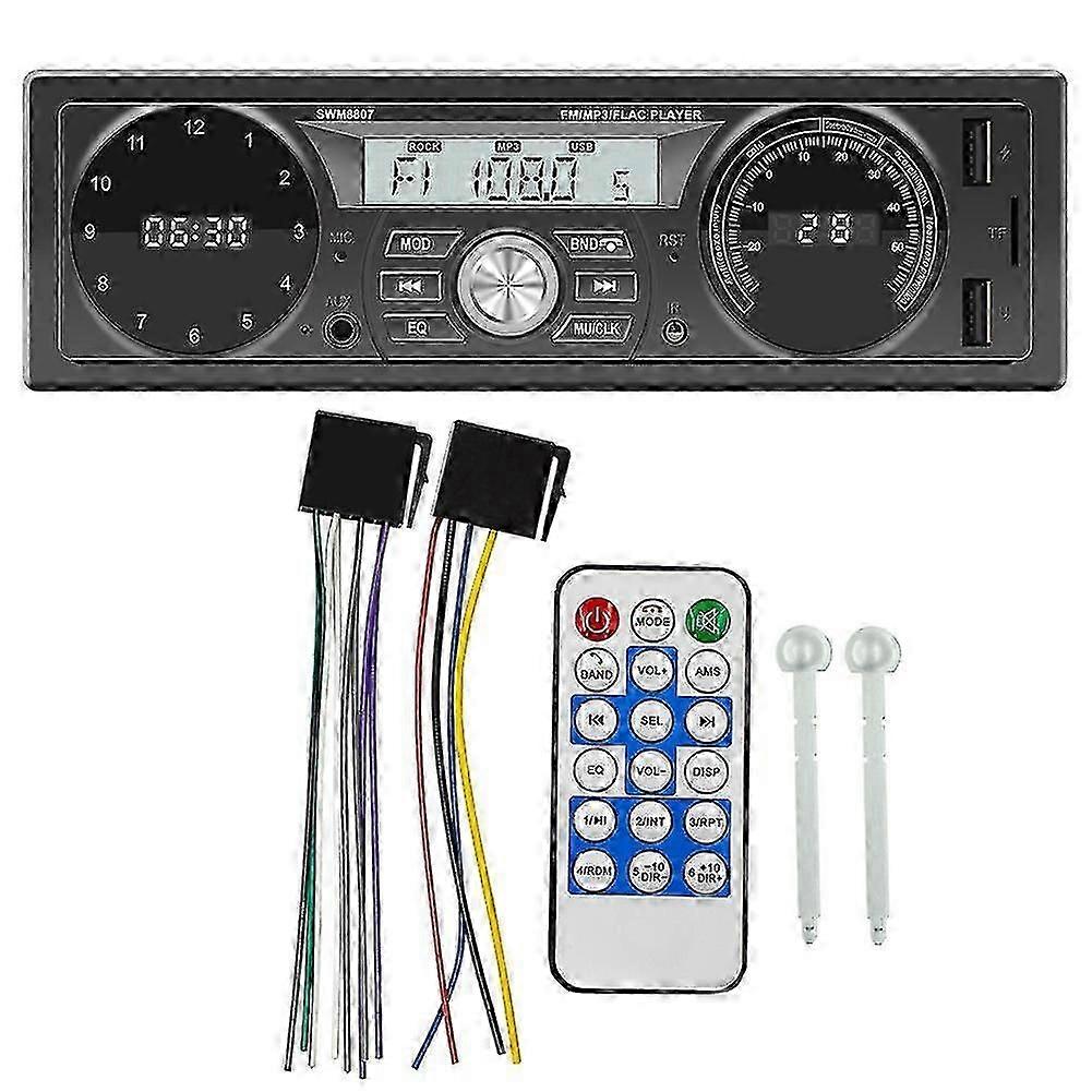 1din Car Stereo Mp3 Player In Dash Car Fm Radio Bluetooth Usb/ Aux In Charging With Clock And Tempe