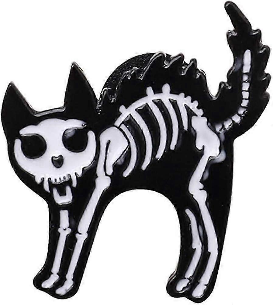 Brooch Pin Unisex Retro Bird Cat Skeleton Enamel Brooch Pin Badge Denim Jacket Collar Badge