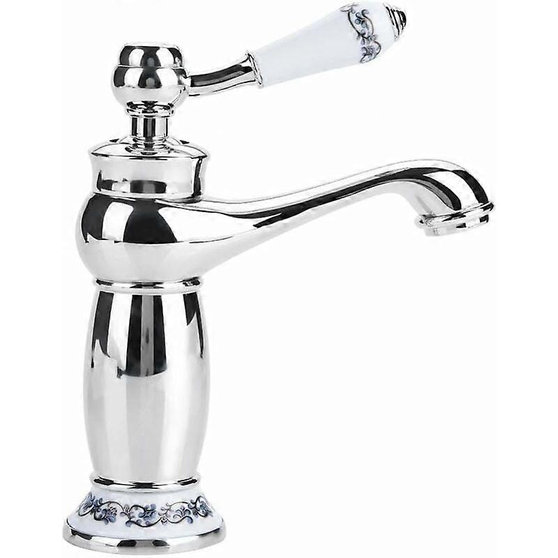 Retro Single Handle Basin Faucet, Brass Ceramic Sink Mixer