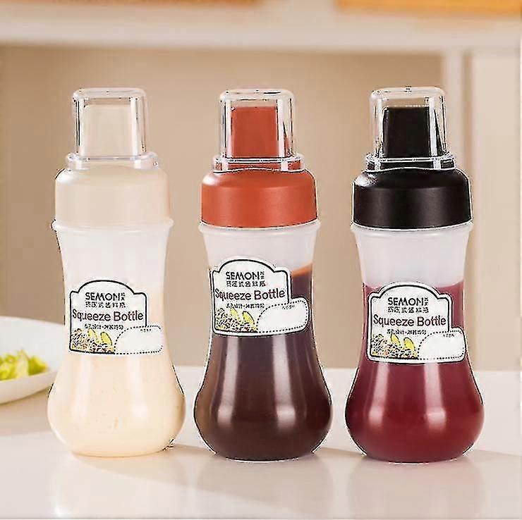 5-håls sås Pressa flaskaplastisk krydda Squeeze flaska för ketchup sylt majonnäs bbq sås