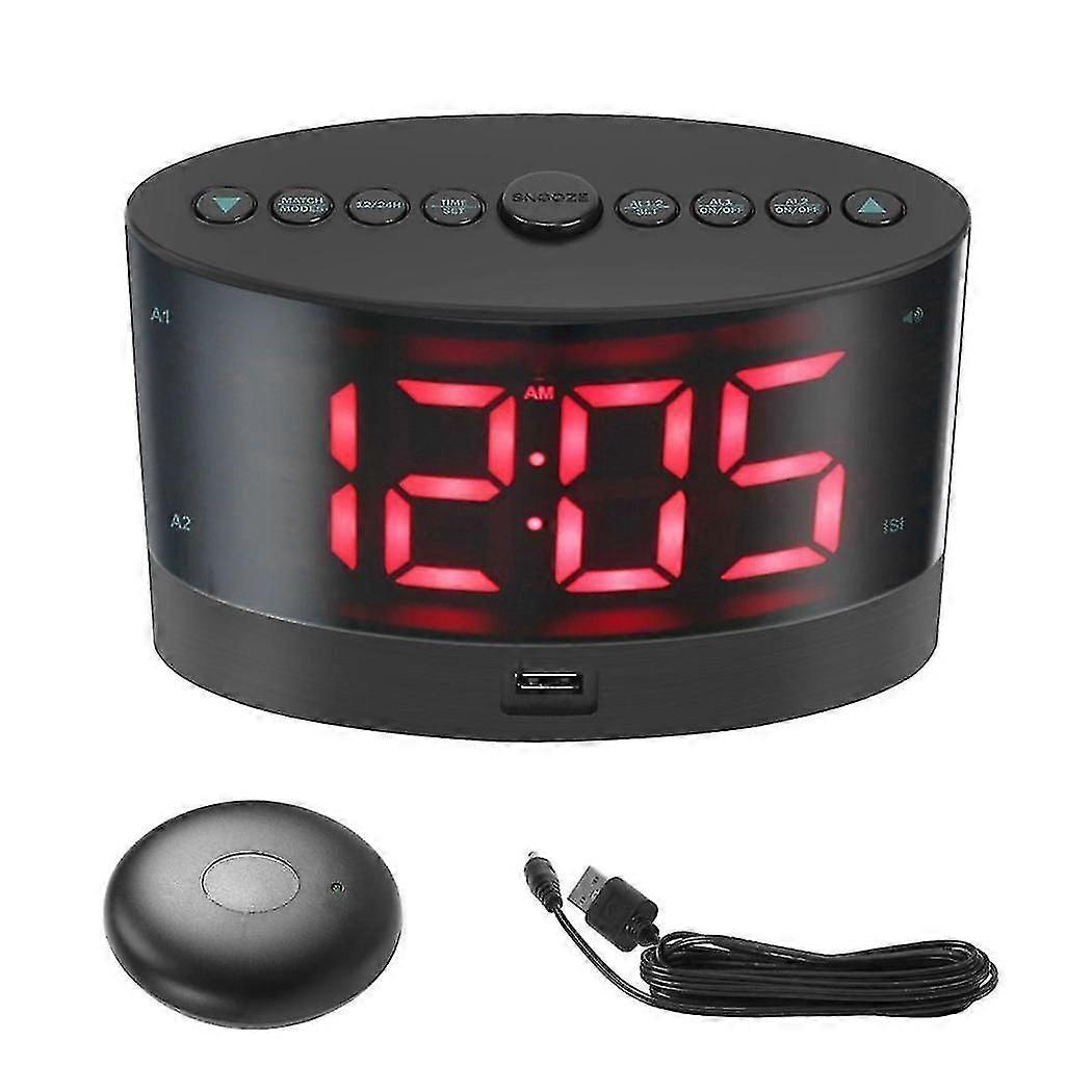 Extra Loud Alarm Clock With Wireless Bed Shaker,vibrating Dual Alarm Clock For Heavy Sleepers, Deaf And Hearing-impaired