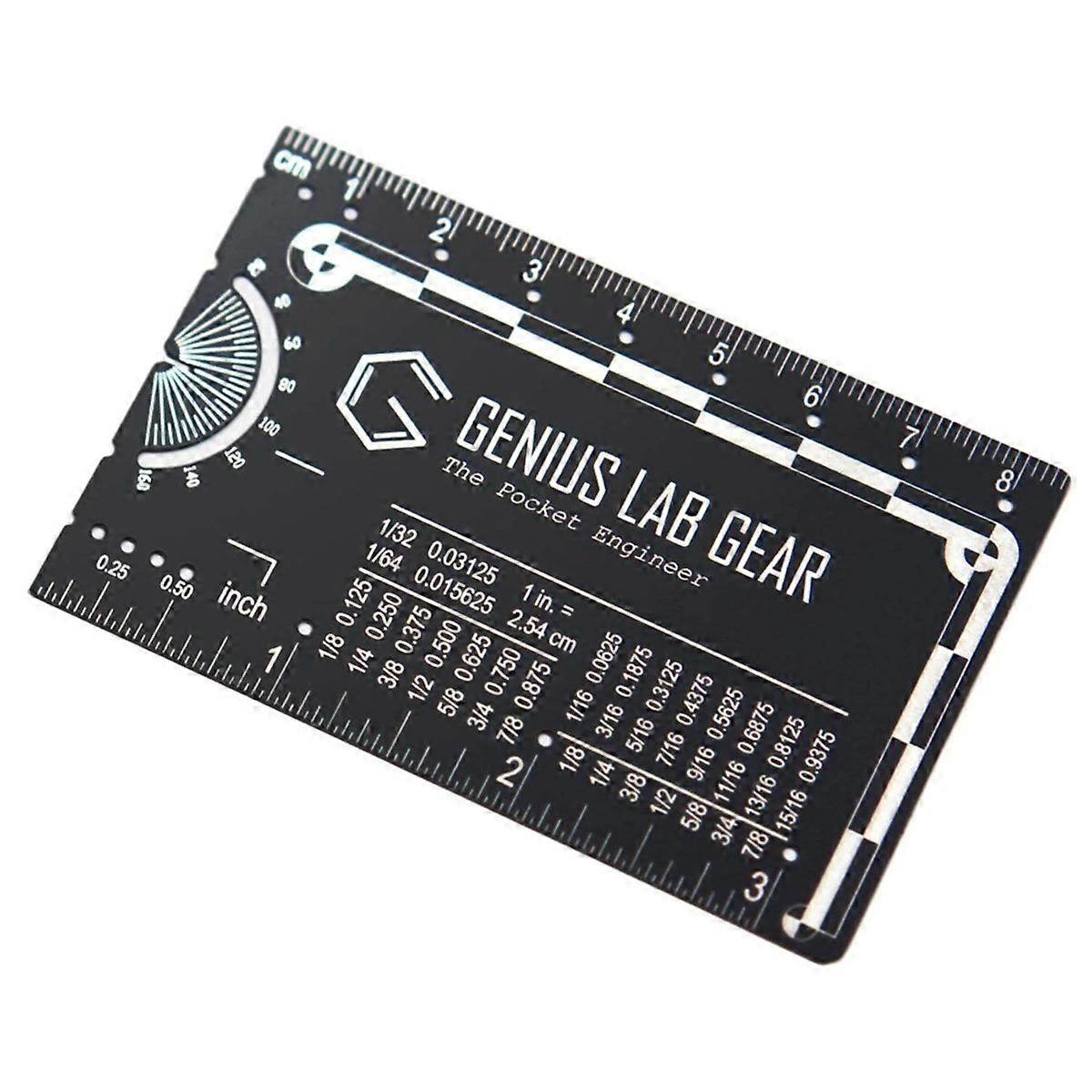 The Pocket - Small Metal Engineering Ruler Protractor Compass Scale, Stocking Stuffers Gadget Multi-Tool