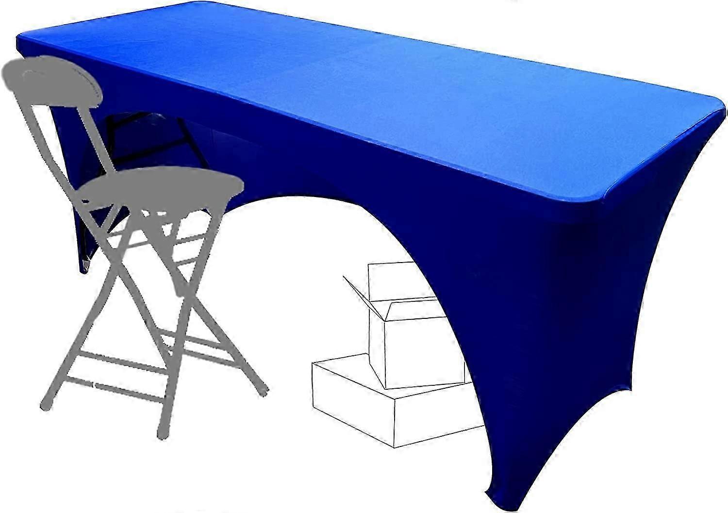 Stretchable Tablecloths 6ft for Rectangle Tables with Open Back, Fitted Spandex Rectangular Patio Table Covers, Wedding, Party, Kitchen -Royal Blue