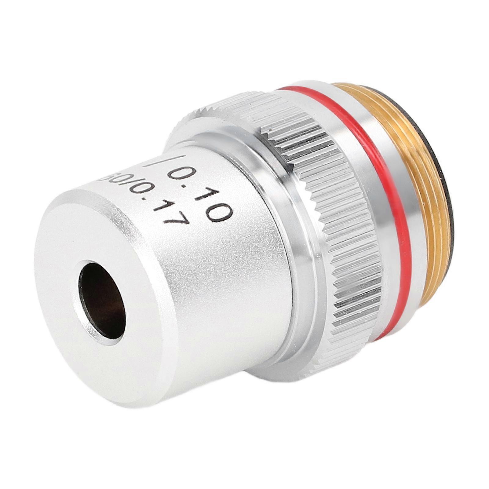 Achromatic Microscope Objective Silver 4X Microscope Objective Len with 20.2mm Standard Interface