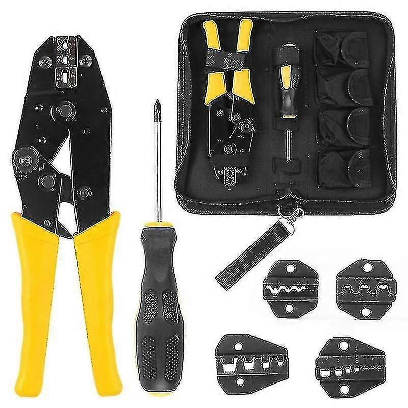 Multi-knife Crimping Pliers Network Cable Pliers Screwdriver Tool Spring Ratchet Crimp Terminal Crimping Pliers Kit Set
