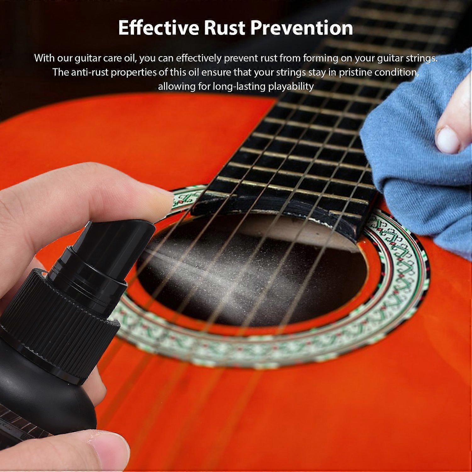 GUITTO Guitar Cleaning Care Kit 50ml String Anti-rust Care Oil with Cleaning Cloth for Guitar Cleani