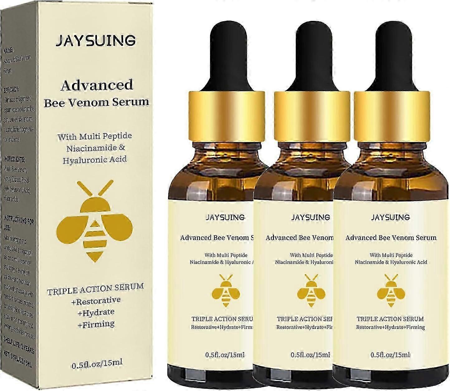 3 قطع مصل سم النحل المتقدم ، مصل تجديد سم النحل ، مرطب مضاد للشيخوخة للوجه والرقبة