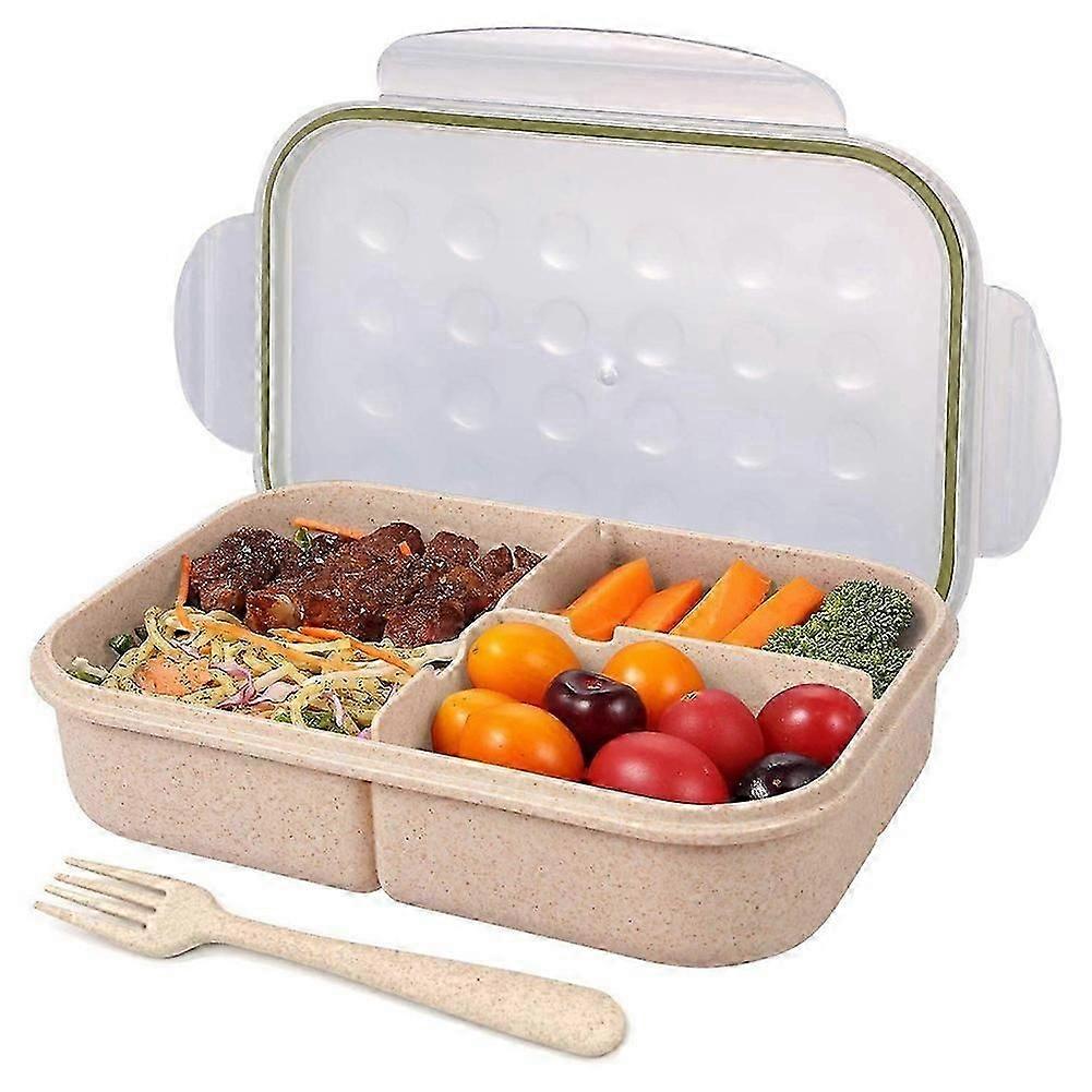 Bento Boxes Adults Lunch Containers for 3 Compartment Bento Lunch Box Leak Proof (Flatware Included,Photo Color) DS