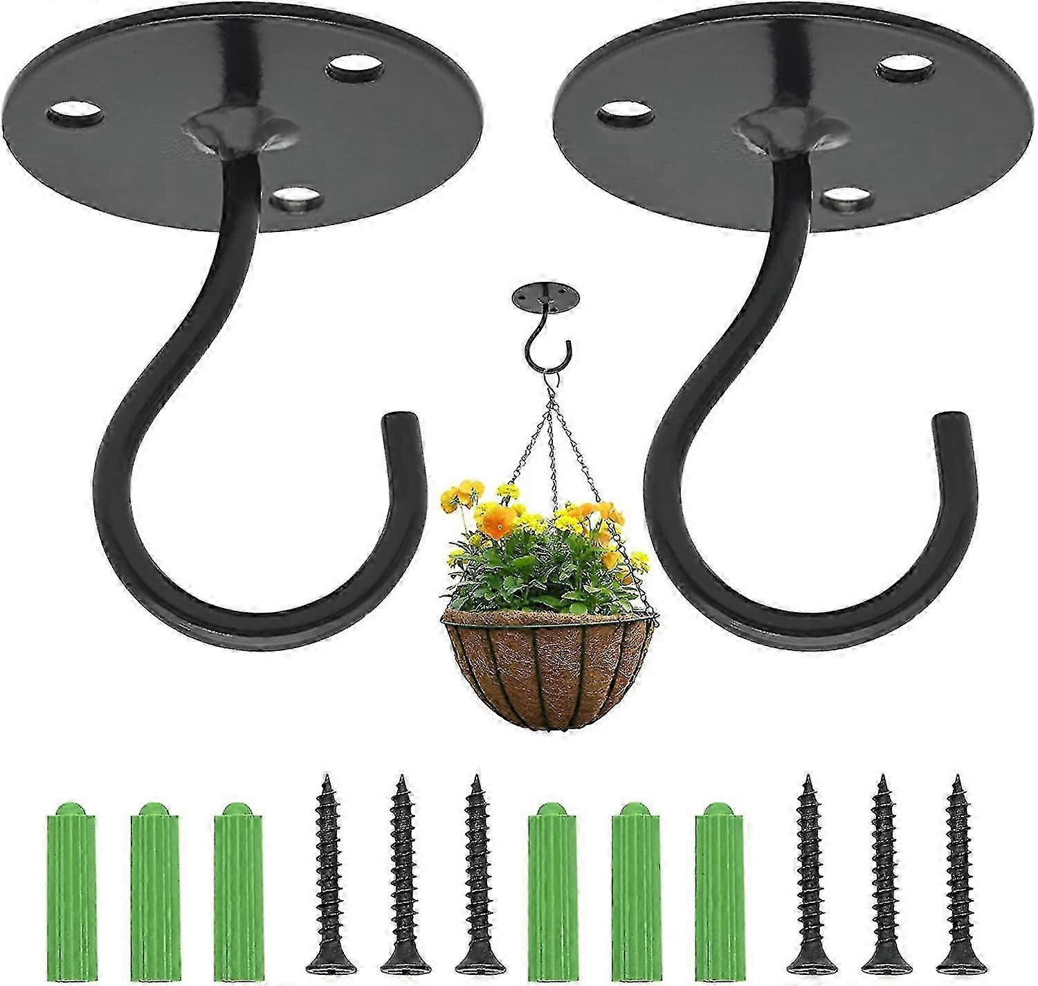 For Hanging Plants： 2 Metal Wall Ceiling Hooks