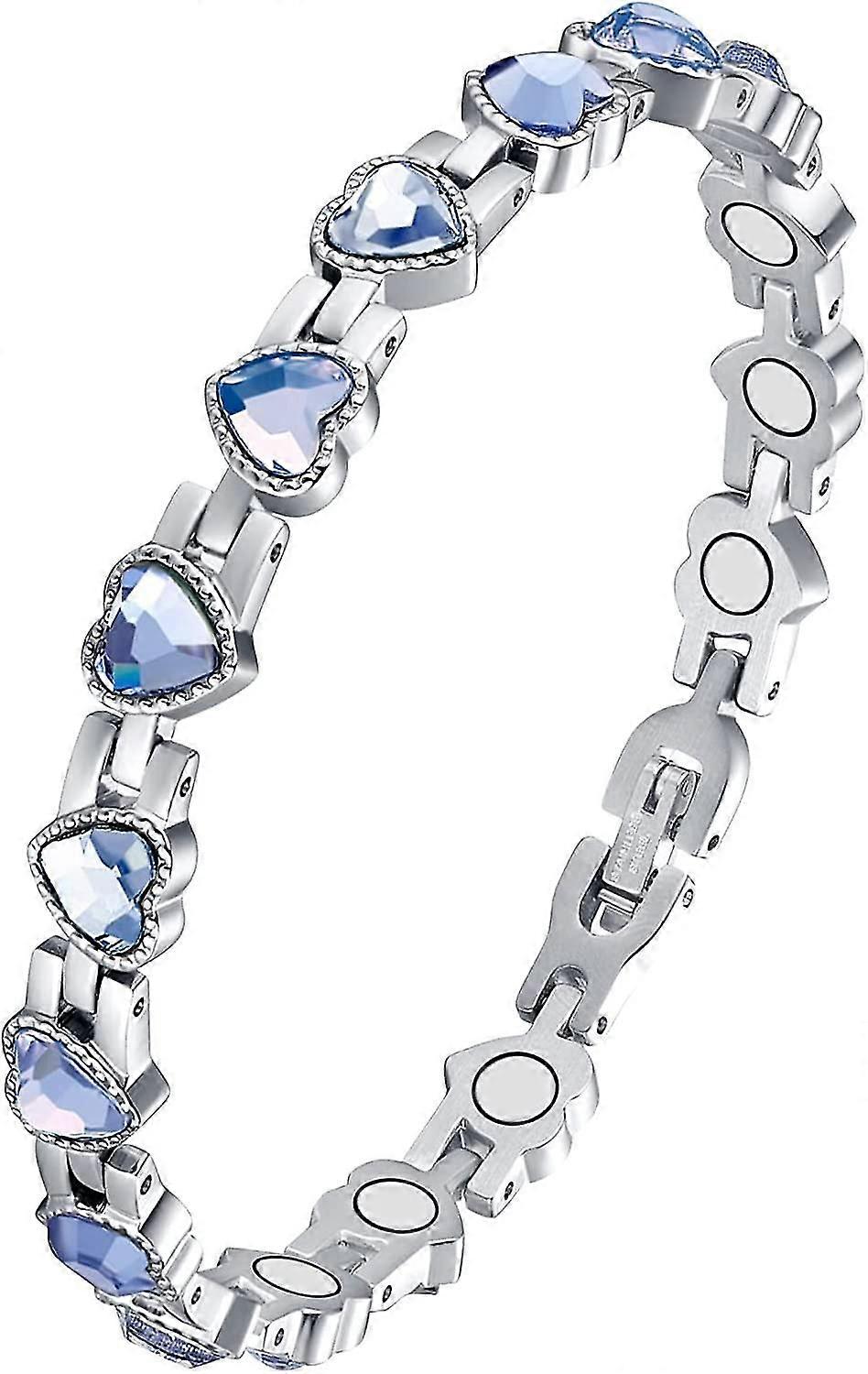 Magnetic Bracelet For Women,titanium Steel Magnetic Wristbands With Gorgeous Sparkling Love Heart Shape Cubic Zirconia