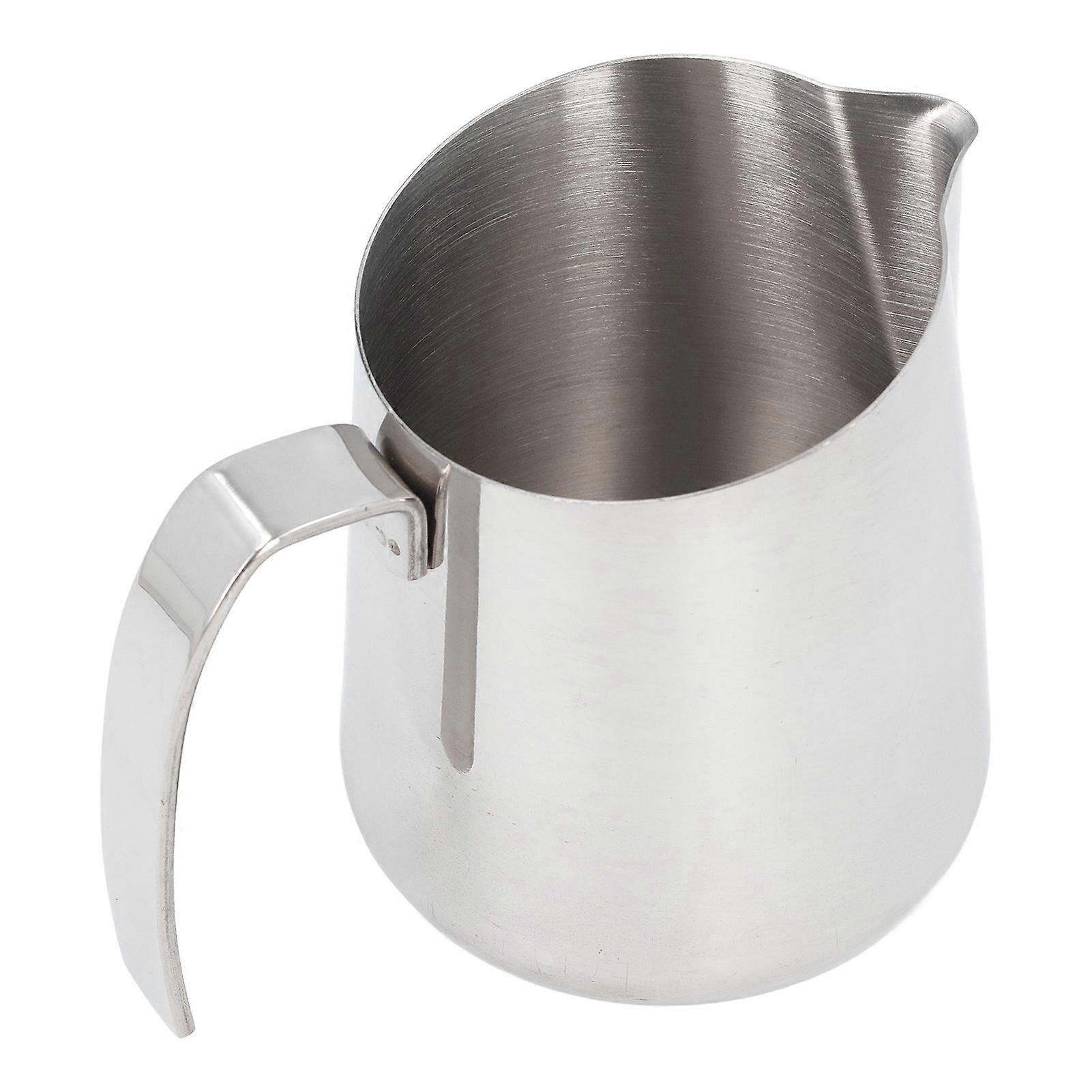 Milk Frothing Pitcher 304 Stainless Steel Creamer Cup Latte Art Coffee Steaming Pitcher with Slant Spout and Scale for Cafe Kitchen 750ML Silver 