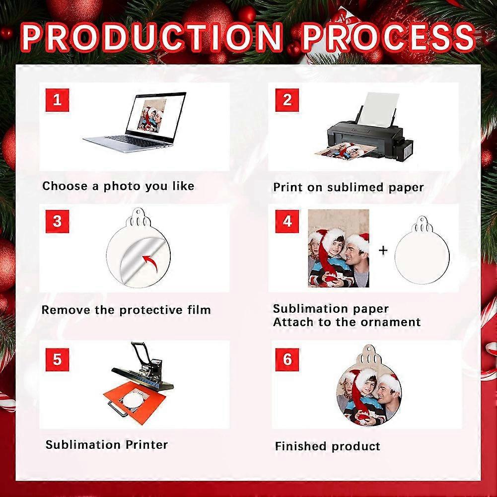 20 PCS Sublimation Christmas Ornaments Blanks MDF Double Sided Heat Transfer Sublimation Memorial Ch