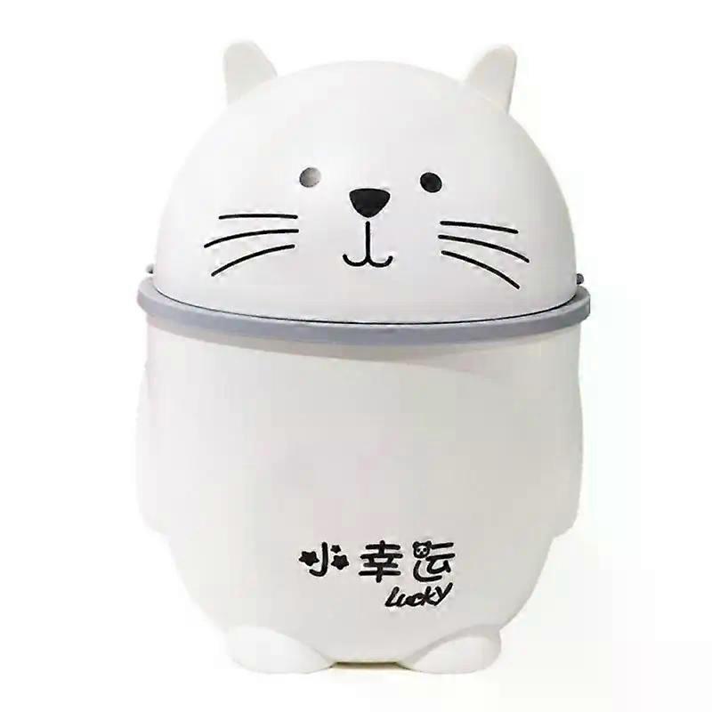 Cartoon Cat Table Plastic Trash Can Desktop Waste Box Bin Garbage Basket Home Office Supplies Dustbins Sundries Barrel