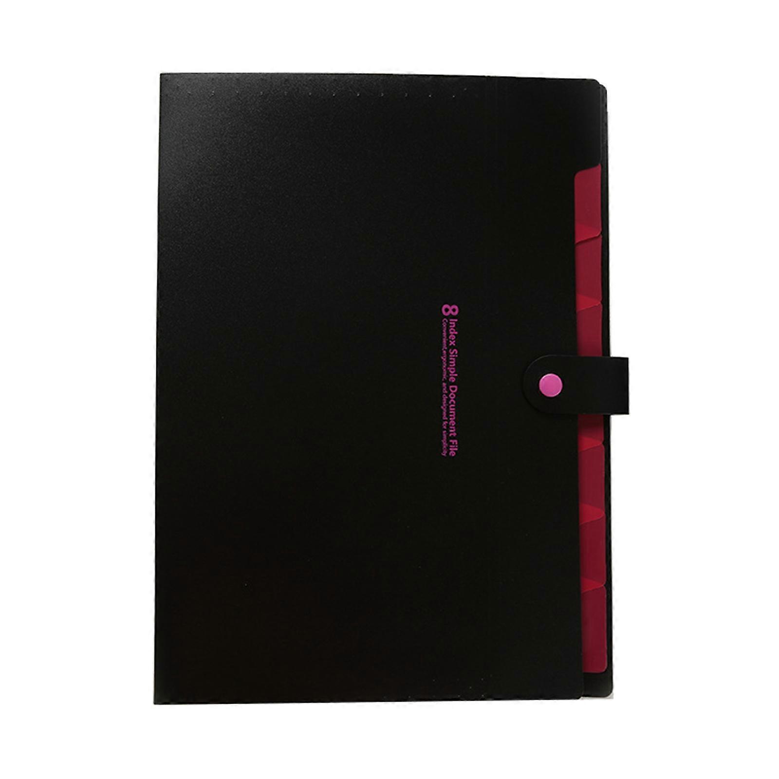 8 पॉकेट एक्सपेंडेबल फाइल फोल्डर अकॉर्डियन फोल्डर ऑफिस ब्लैक के लिए स्नैप बटन लॉक के साथ डॉक्यूमेंट वॉलेट का विस्तार