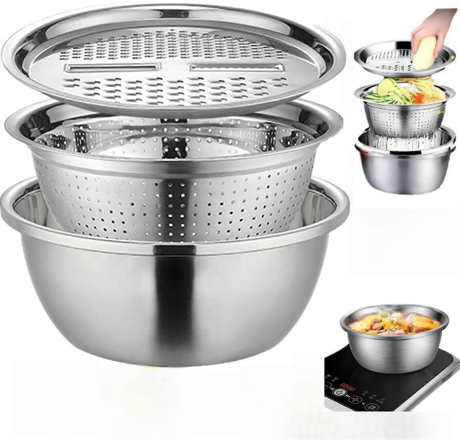 Multifunctional Basin Strainer Set for Induction and Gas Compatible Kitchen Use 11.8in