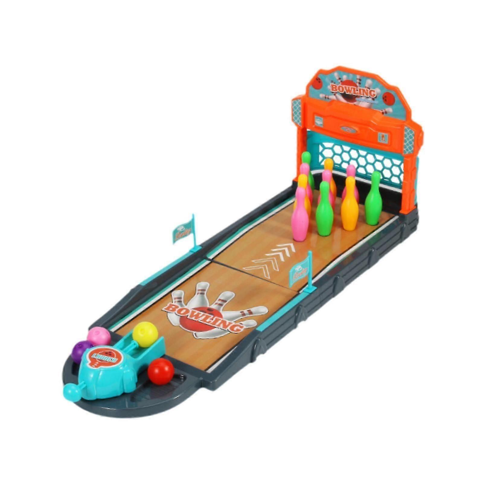 Tabletop Mini Bowling Game Set Portable Funny for Adults Kids Teens Children Blue