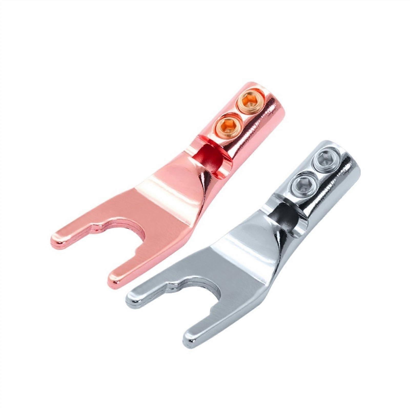 Gold-Plated Copper Banana Plugs 10pcs U/Y Type Speaker Wire Connector with Double Screw Locks Gold Color