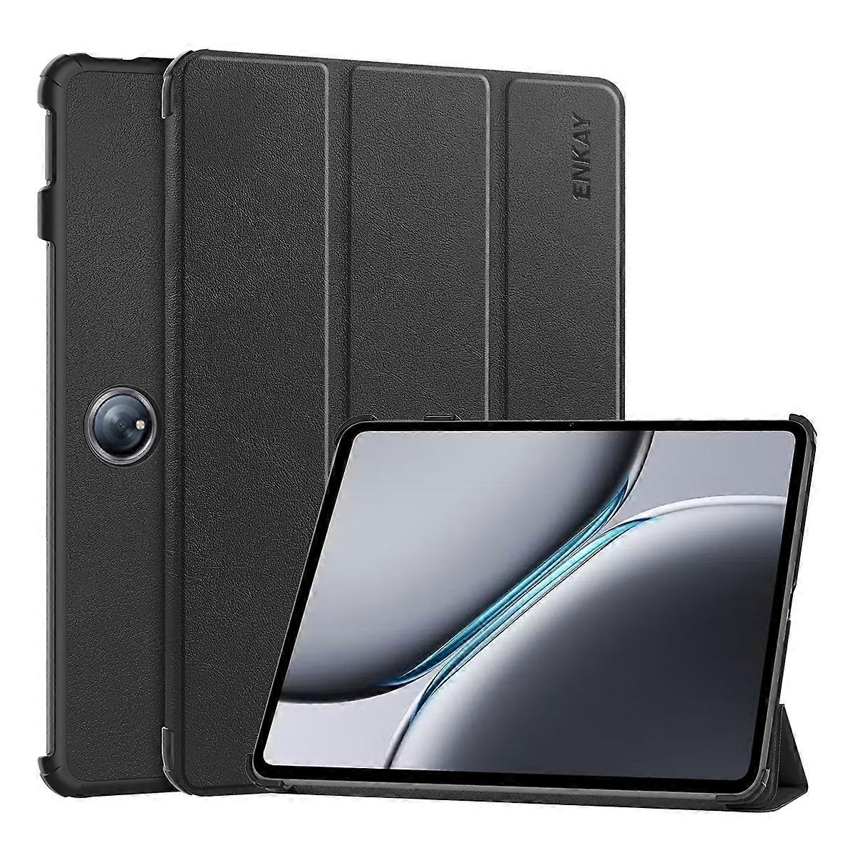 ENKAY Tri-fold Custer Texture Platic Leather Smart Tablet Case For OnePlus Pad 2 / Pad Pro 12.1