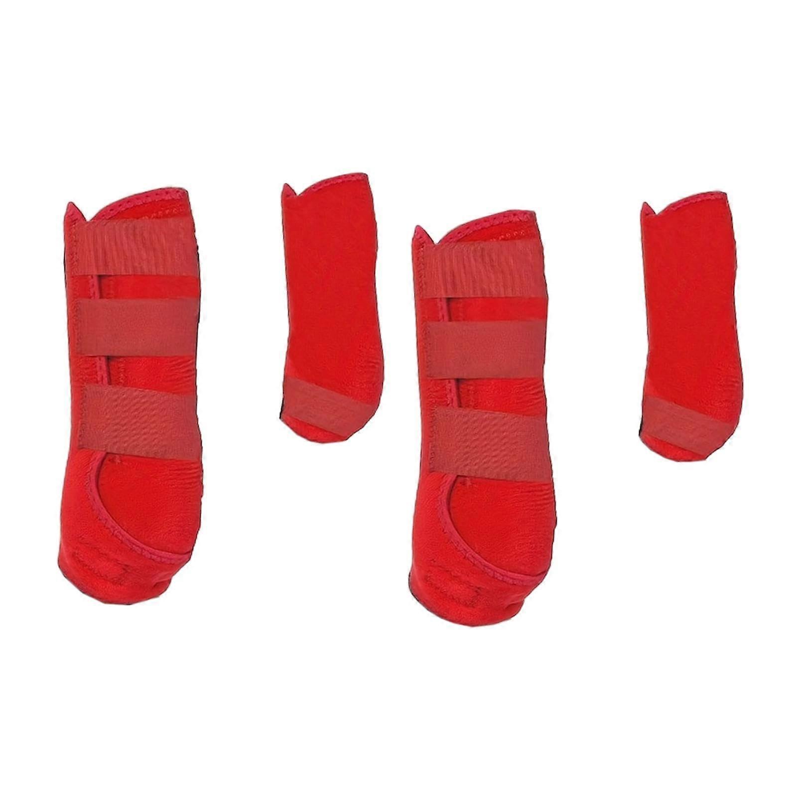 4Pcs Equestrian Leg Wraps for Horses Adjustable and Reusable Support for Jumping and Riding, red