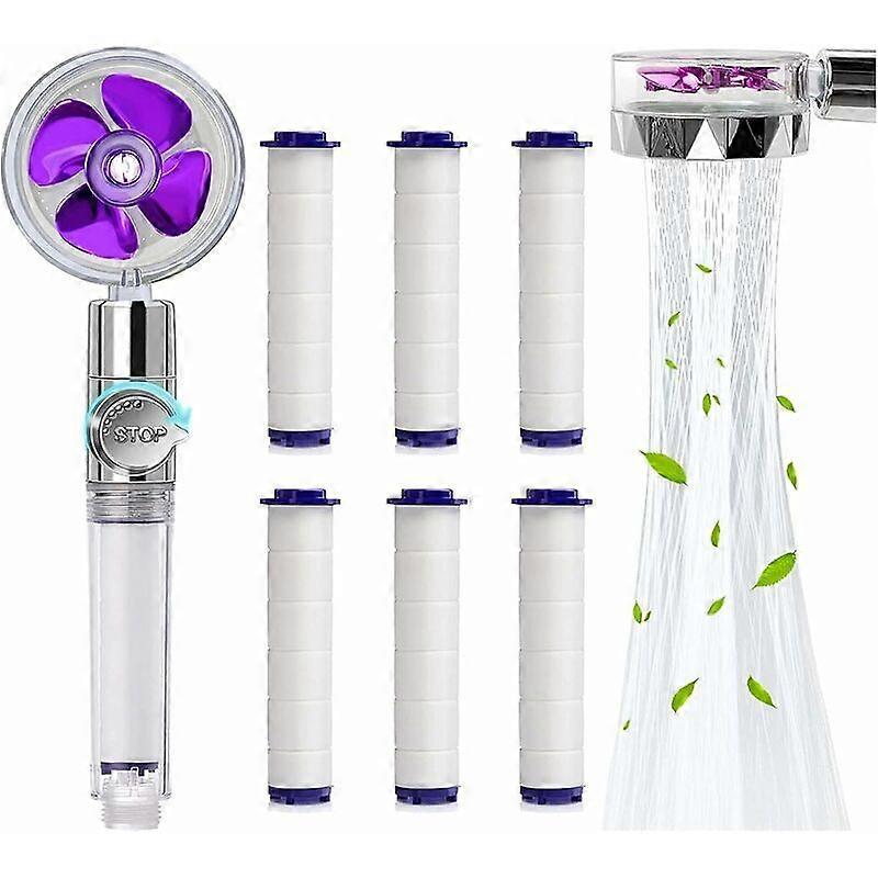 Shower Head 360 Swivel High Pressure Shower Head, Water Saving Anti-Limescale Shower Head, Three-Level Filter Filter System with, 6 Replaceable PP Cot
