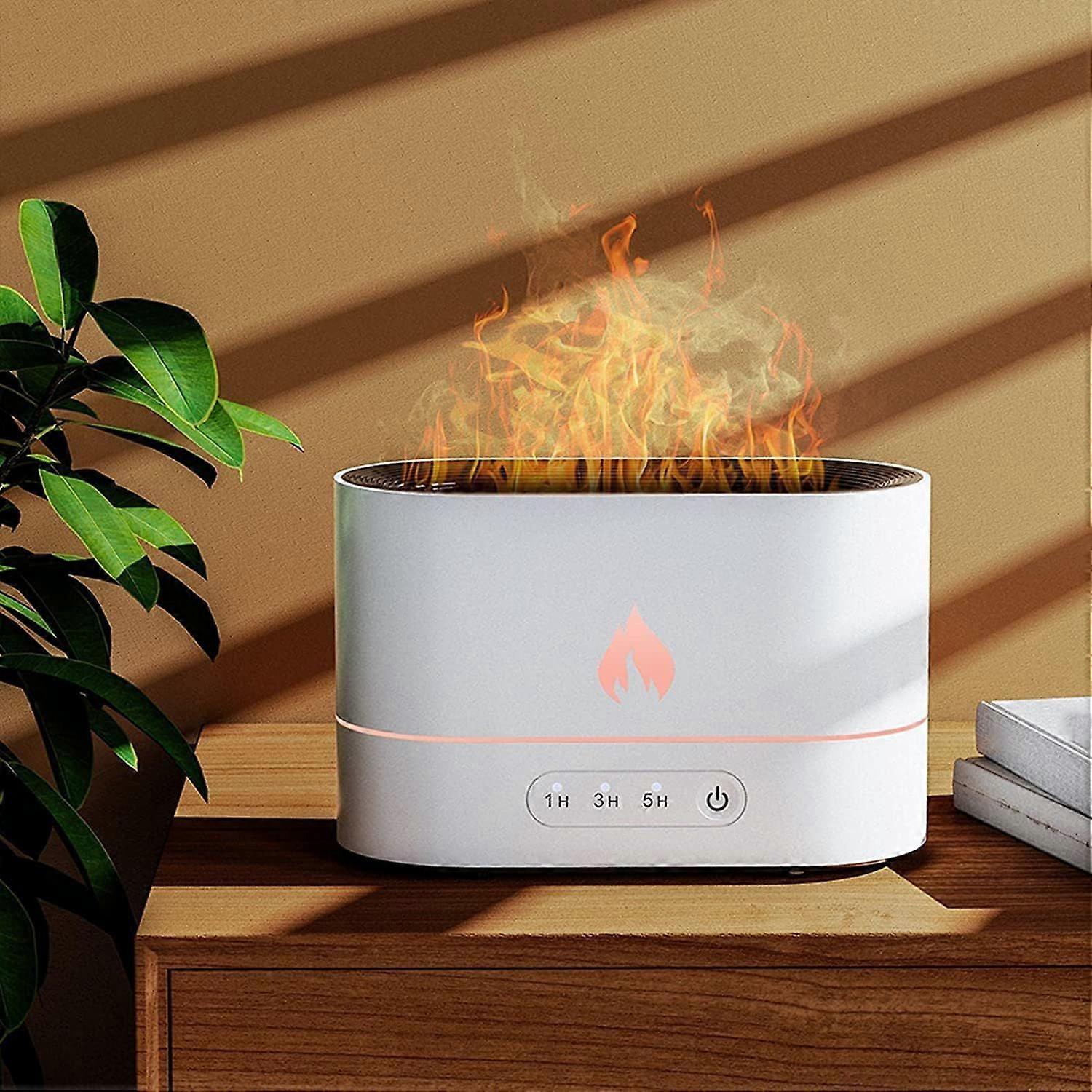 Flame Essential Oil Diffusers Aromatherapy Humidifier 250ml Air Purifiers Ultrasonic Aroma Diffuser Warm White and Blue 3D Flame Quiet Water Mist Time