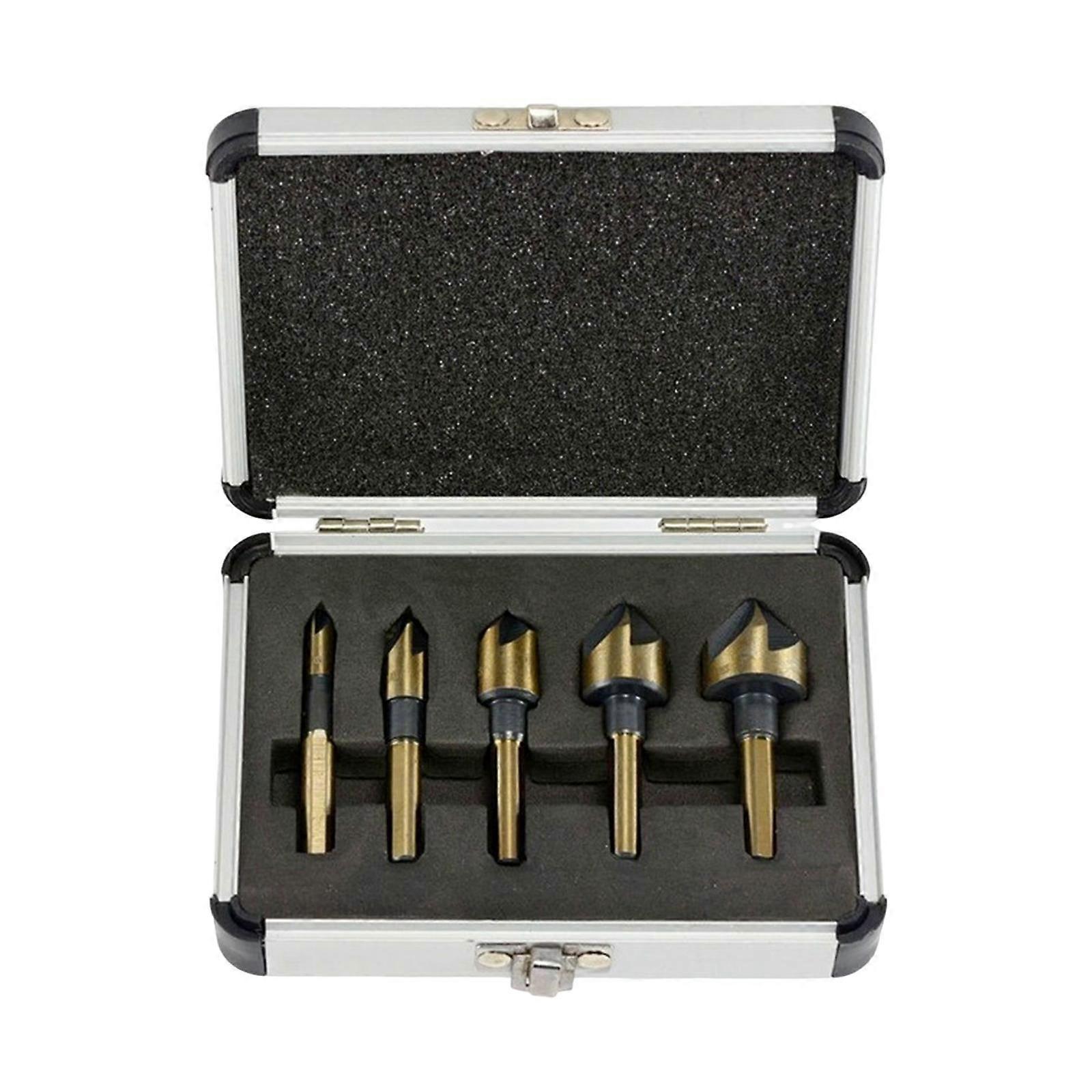 5Pcs Countersink Drill Bit Set Power Tool Quick Change Round Shanks Mill Cutter