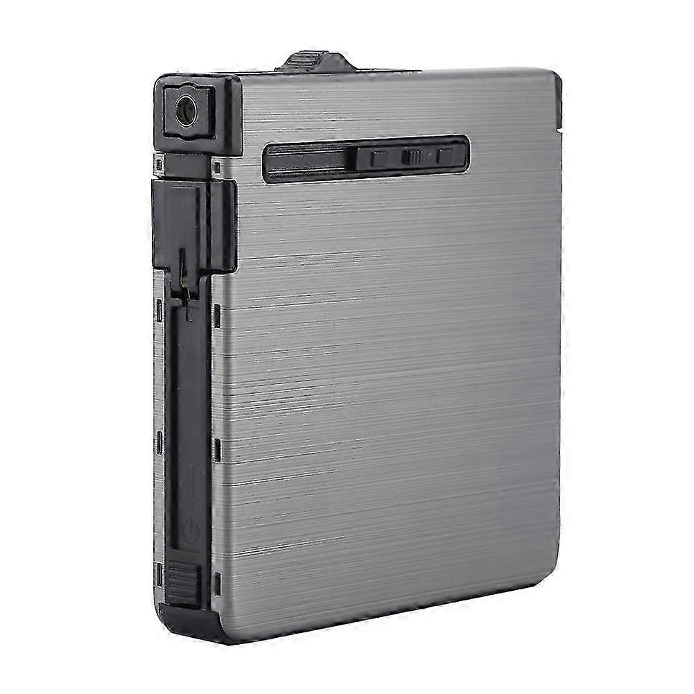 Automatic Cigarette Storage Case Windproof Metal Box Holder Without Gas Black