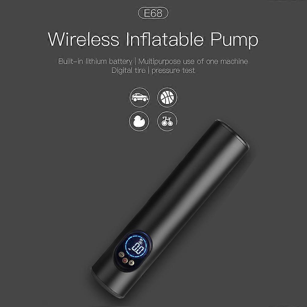 T068 Portable No-Wire Intelligent Inflator Pump Upgraded High Definition Large Screen Flashlight Inflator Pump