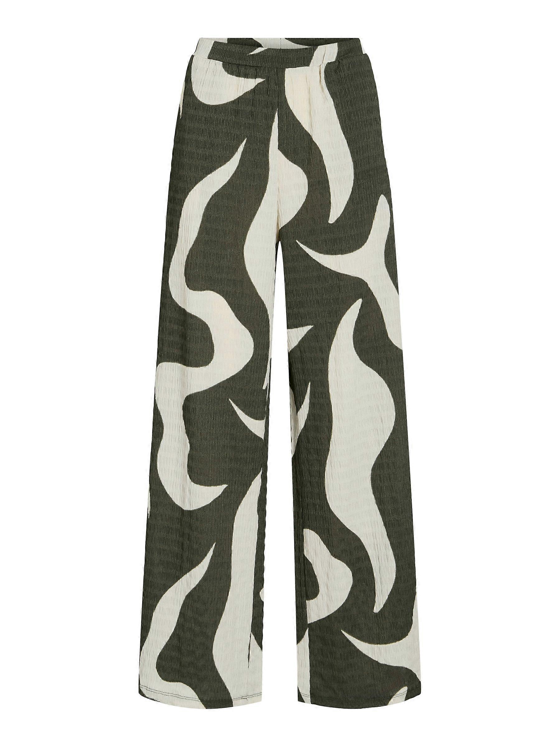 Pantalon Palazzo pour dames à la mode avec motif de flamme et ceinture élastique
