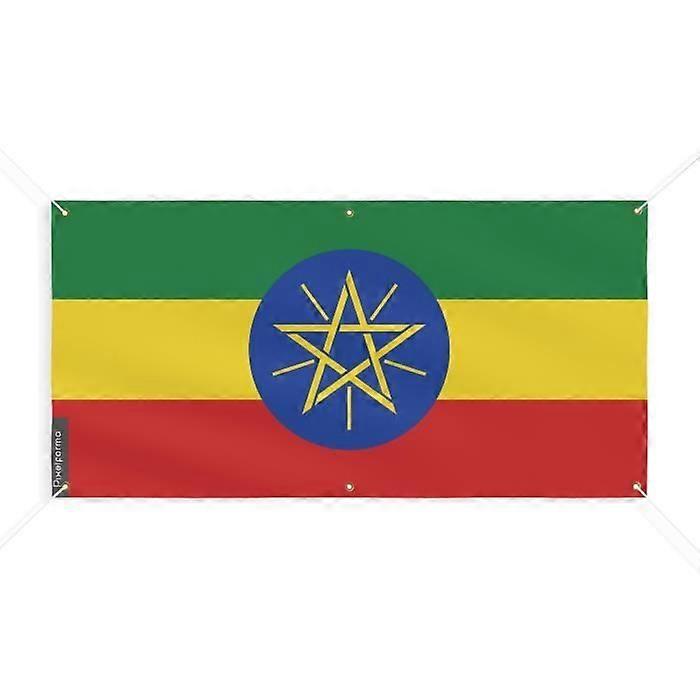 Flag Banner - PIXELFORMA - Ethiopia - 6 Grommets - 40x80cm - Durable Polyester