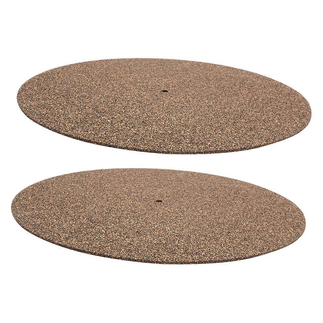 Cork Record Mat for Turntables, 2-Pack Vinyl Platter Isolation Pads, Black, Vibration Dampening for Optimal Sound Quality