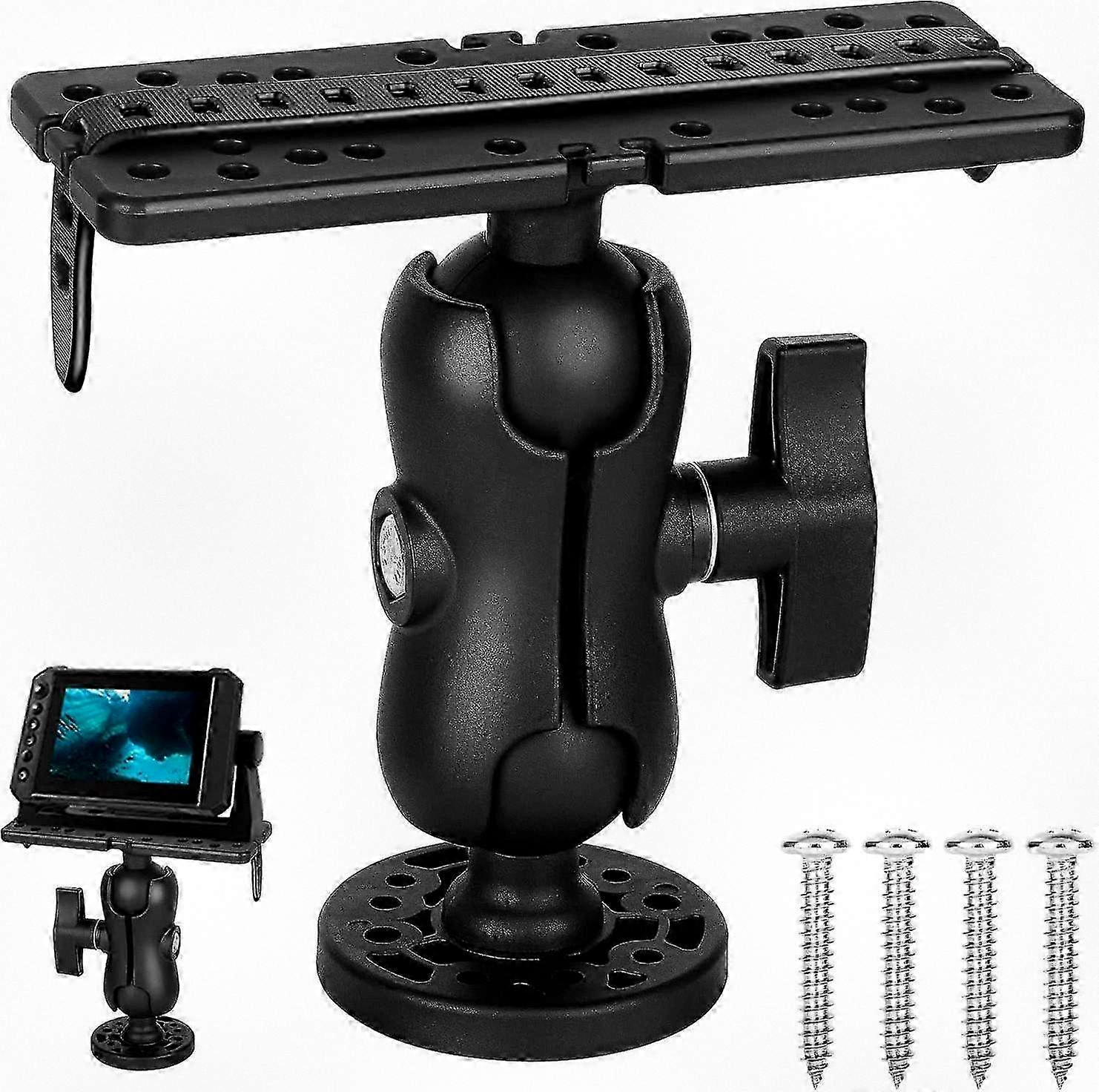 Universal Mounting Plate for Fish Finders, Adjustable Bracket and Holder, 360-Degree Rotating Fish Finder Rack Compatible with Various Brand