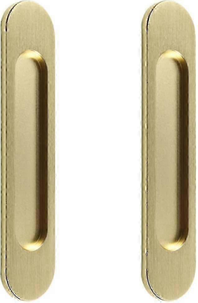 Door Pull Handle Self-stick Oval Sliding Door Pulls 2pcs Matte Gold Aluminum Alloy Flush Pull Punch-free Handle For Sliding Barn Door Windows Cabine