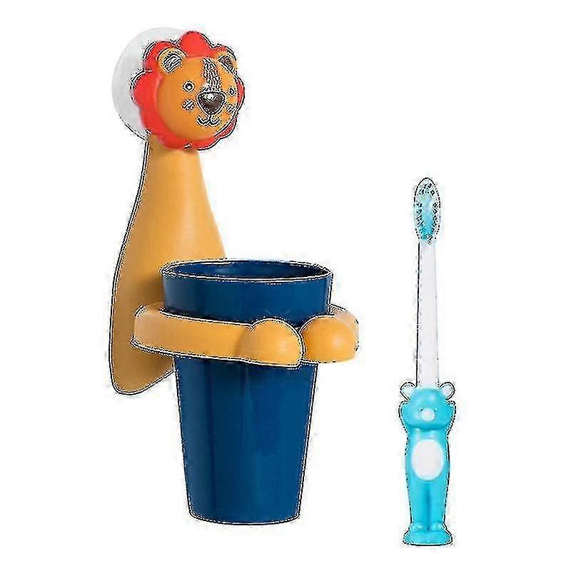 Wall Mounted Kids Toothbrush Holder with Lion Design