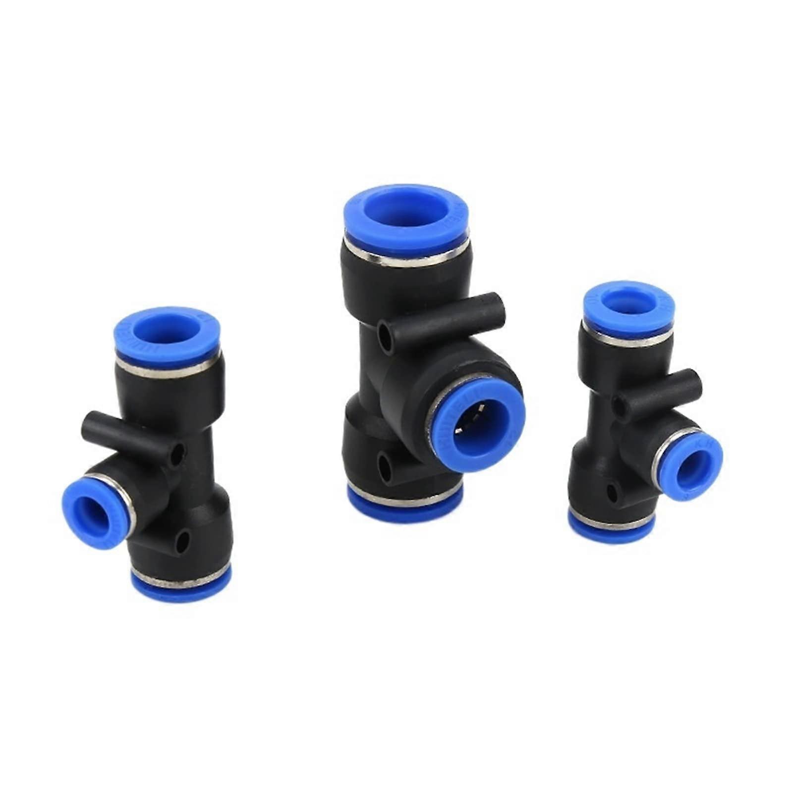 Round Steel T Pipe Joints 3-Piece Hose Connector 4mm-16mm Pneumatic Push-Fit T Type Reducer PEG8-6-8