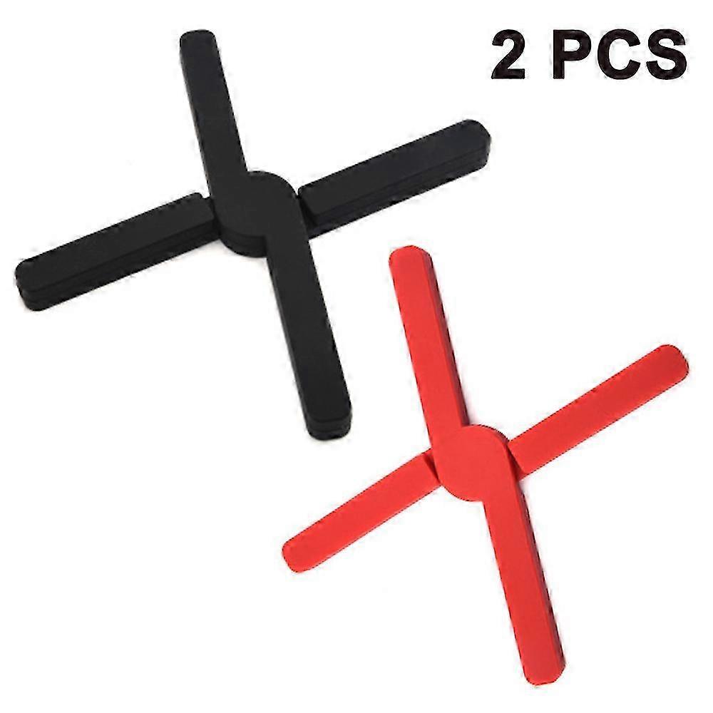 Foldable Silicone Coaster Set (Black+Red) - Collapsible & Expandable