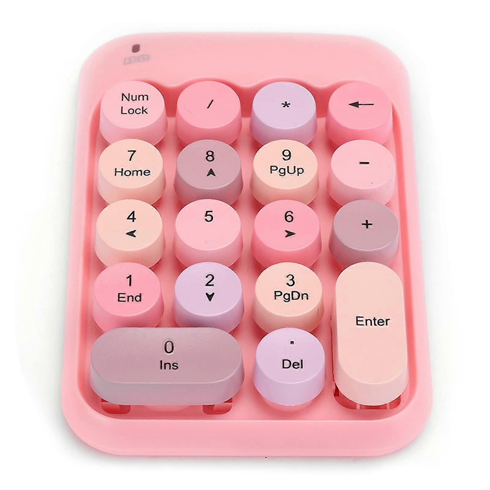 Numeric Keypad, Number Pad 18Keys Vintage Colorful Round Mini Numpad Financial Accounting Keyboard for Laptop and Desktop Pc