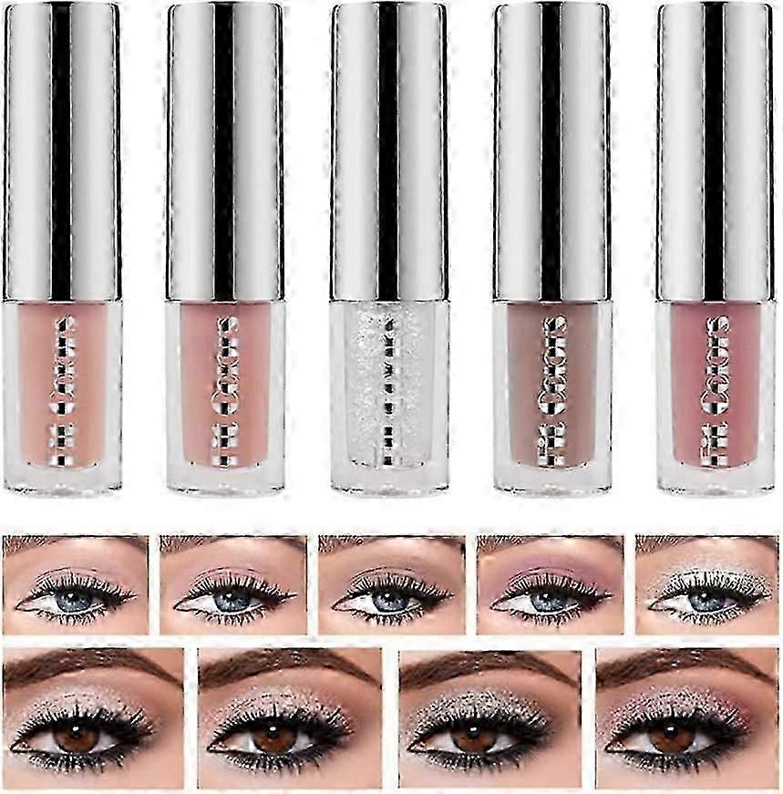 5 Colors Matte Liquid Eyeshadow Set,Long Lasting Quick-Drying