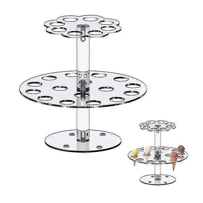 (24 Hole) Acrylic Ice Cream Cone Holder Popcorn Cone Placement Rack