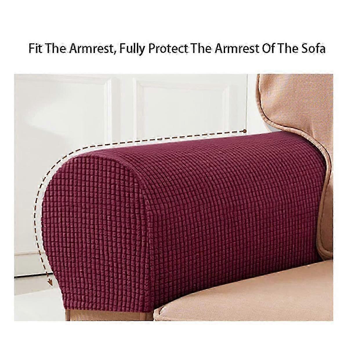 2PCS Soft Stretch Plush Armrest Covers, Stretch Armrest Covers for Chairs/Sofas, Couch Arm Covers,B