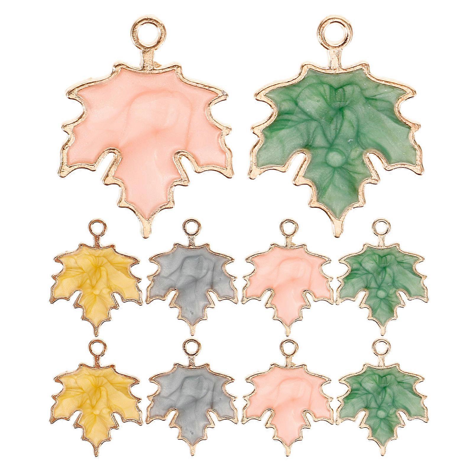 Alloy Leaves Pendants Diy Craft Decoration Accessory 2.20X2.00X0.10CM Assorted Color Chic Design 40Pcs