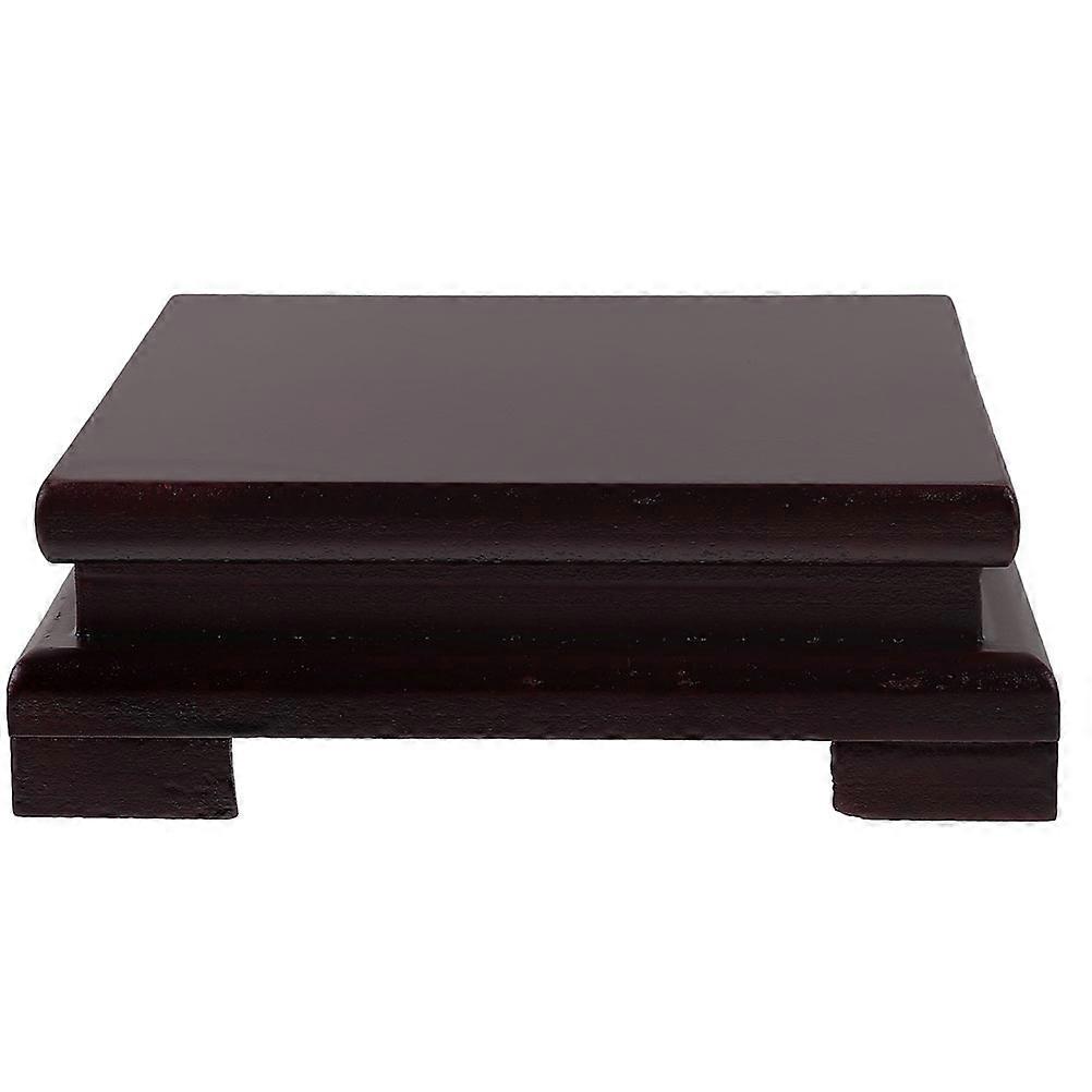 Wood Pedestal Stand Pot Elevator Wooden Dark Red 20.00X20.00X5.00CM For Study And Corridor 1Pack