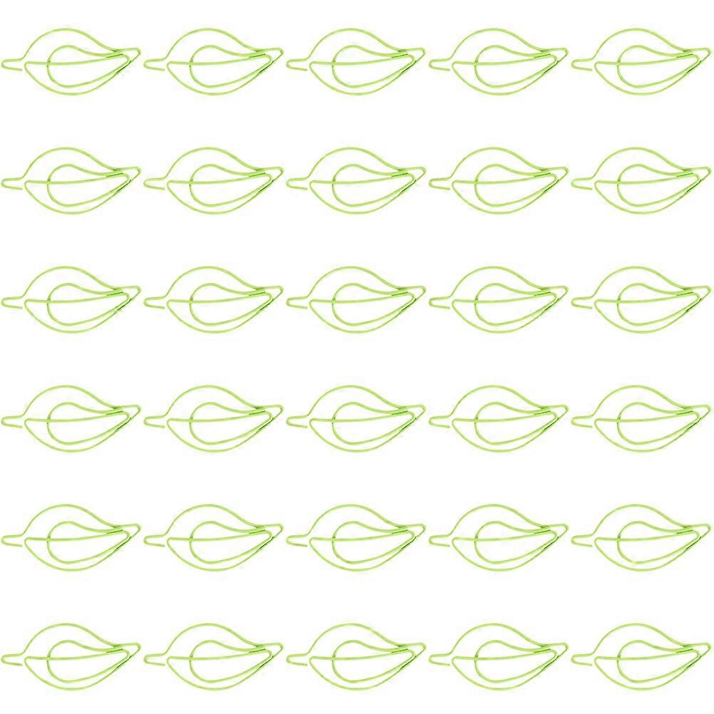 30Pcs Leaf Shaped Paper Clips for Office Filing Small Metal Paper Clips Light Green