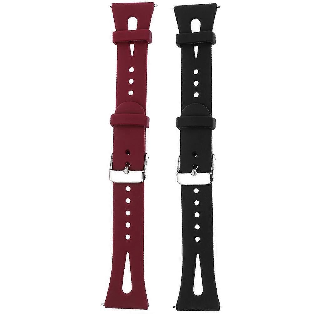 Watch Strap Replacement Silicone Watchstrap Compatible for Fitbit Daily Use Black 2Pcs