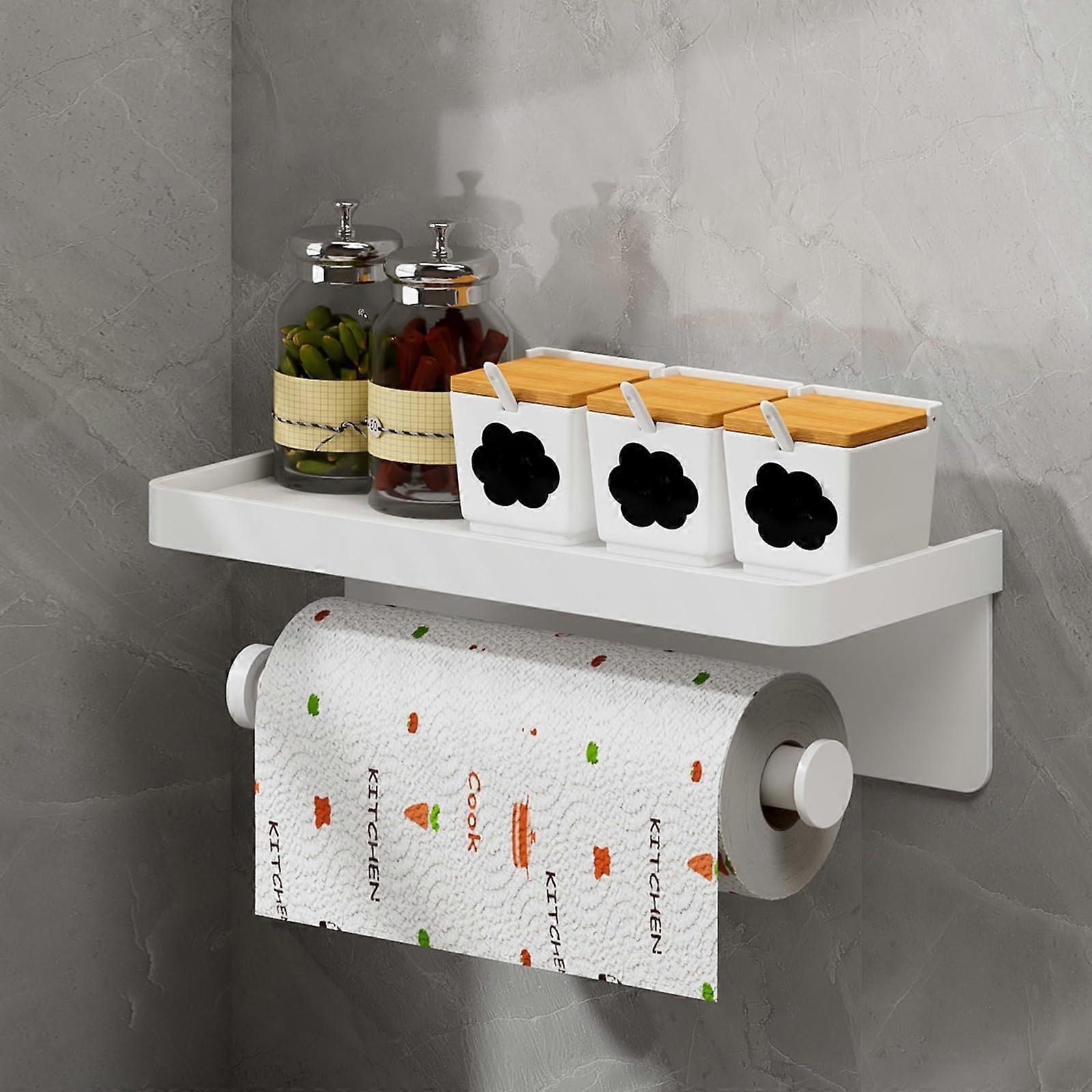 Stylish Aluminum Paper Towel Holder With Extra Shelf Model B For Kitchen Organization